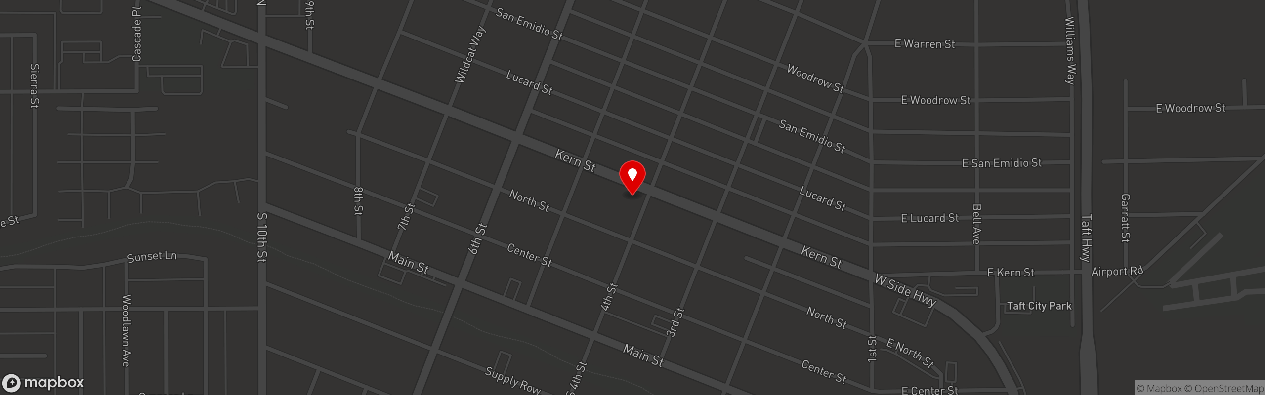 Street map pinning Jacob's Burger in Taft
