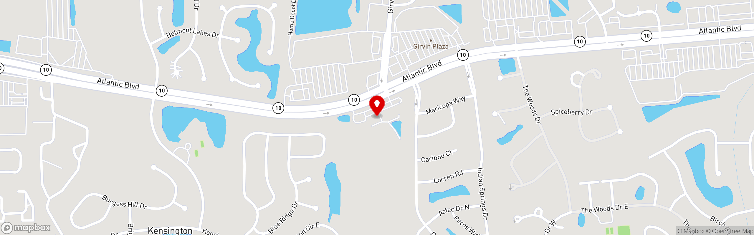 Street map pinning Epik Burger in Jacksonville @ Atlantic Blvd