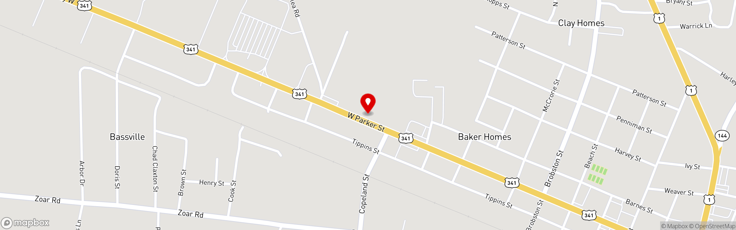 Street map pinning Southern Roost in Baxley