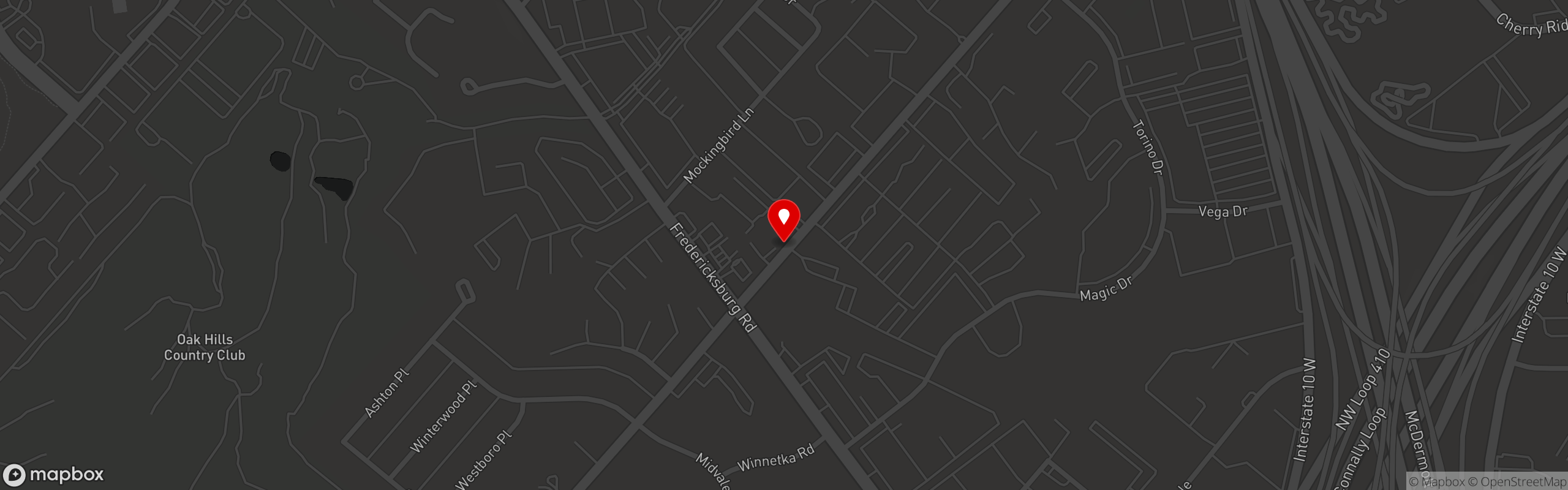 Street map pinning Four Sisters Catering in San Antonio