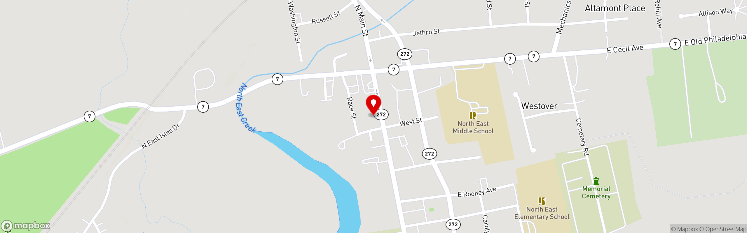 Street map pinning Woody's Crab House in Woody's Crab House