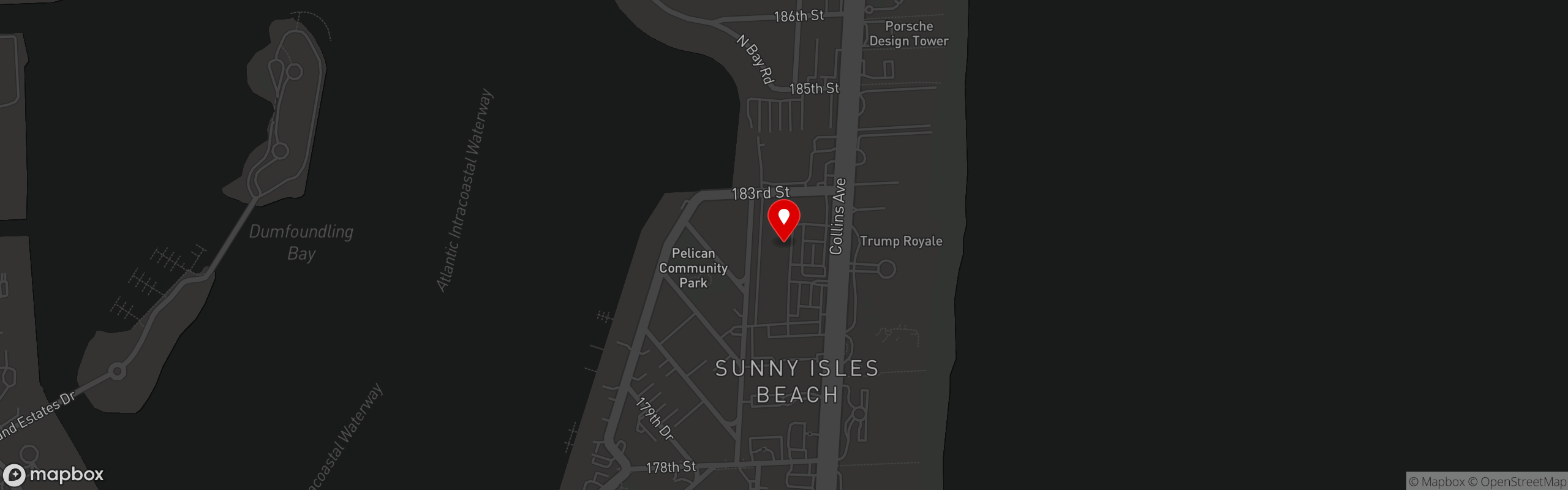 Street map pinning Granier Bakery in Sunny Isles Beach