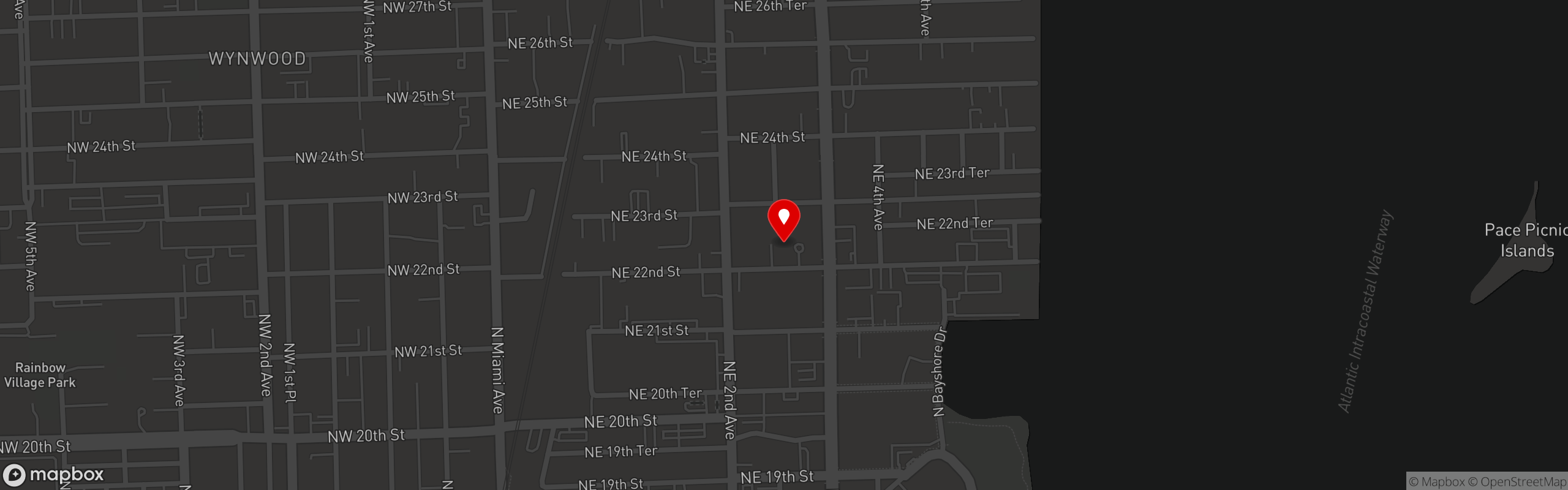 Street map pinning Granier Bakery in Edgewater