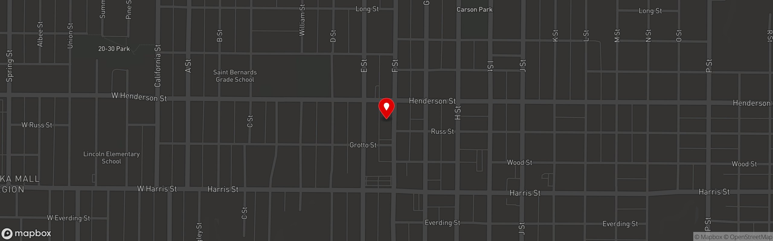 Street map pinning Diver Bar & Grill in Eureka