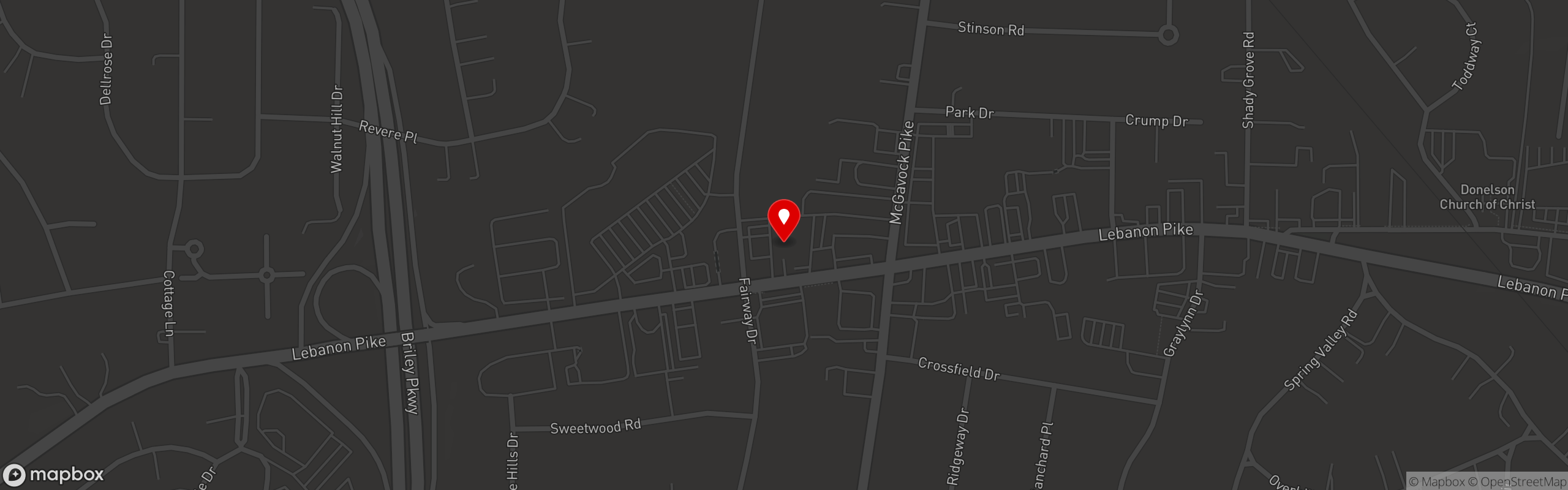 Street map pinning Tennfold Brewing in Nashville