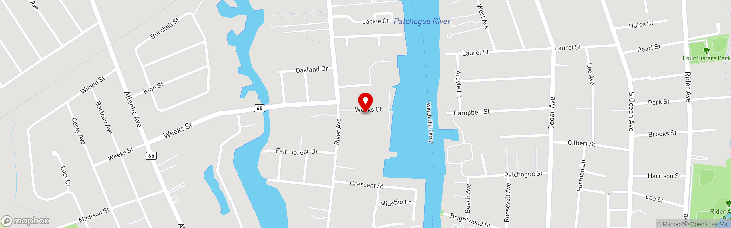 Street map pinning Dublin Deck Tiki Bar and Grill in Patchogue