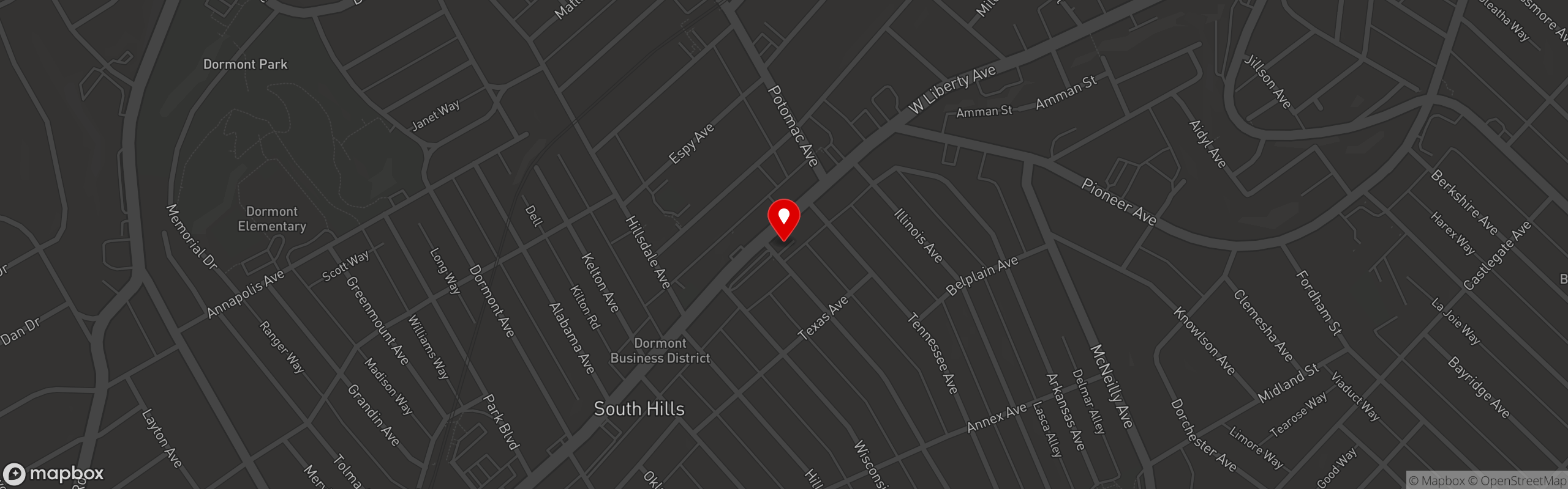 Street map pinning Mike & Tony's Gyros in Dormont