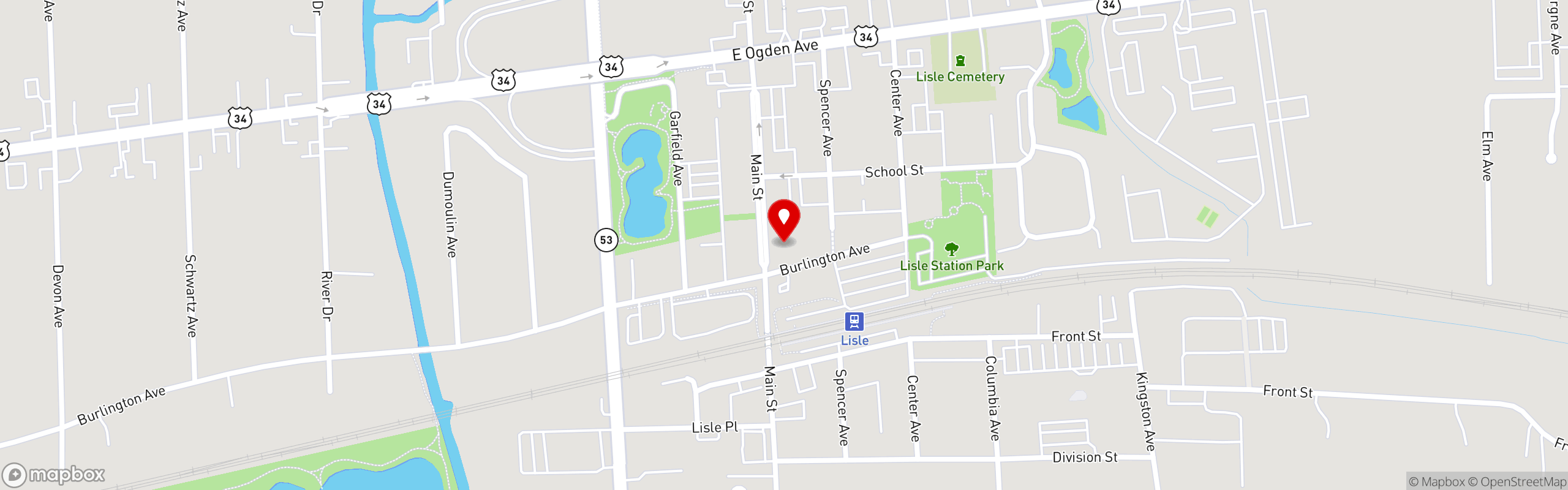 Street map pinning Kaia Bowls in Lisle