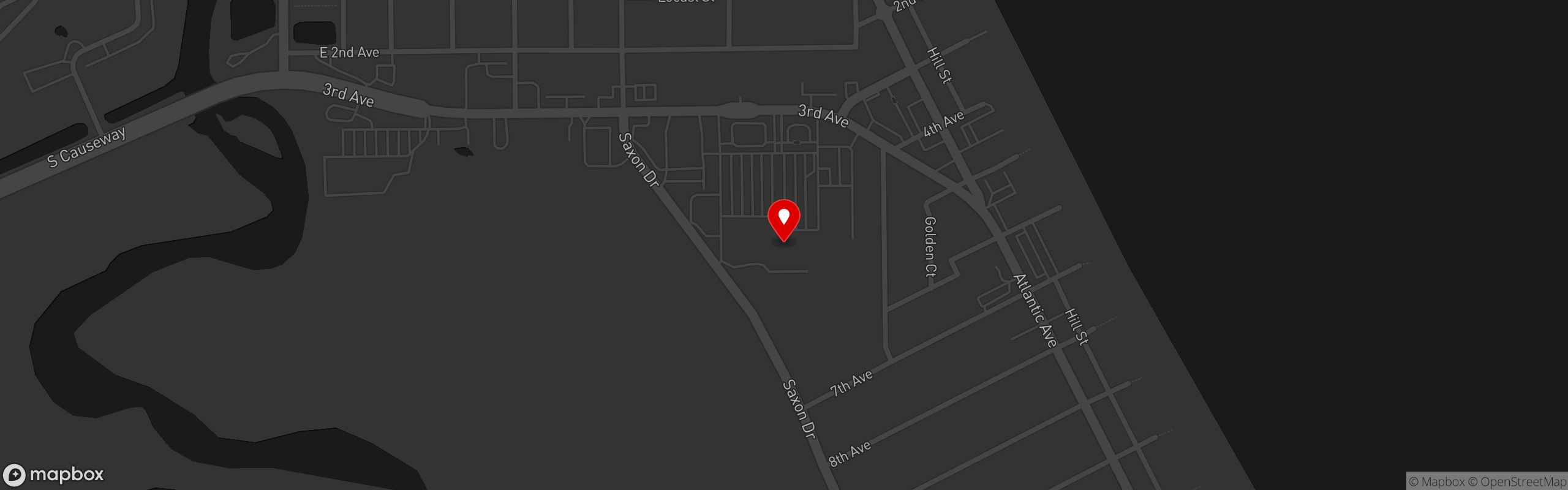 Street map pinning Colt's Pig Stand in New Smyrna Beach