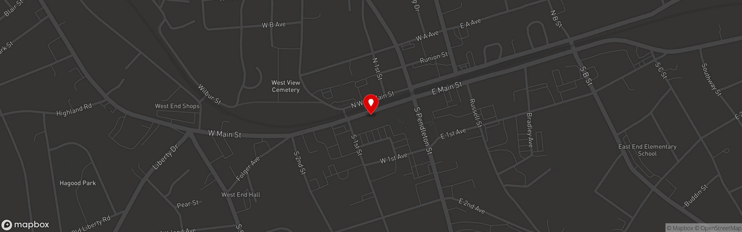 Street map pinning Shuckin' Shack - Easley in Easley, SC
