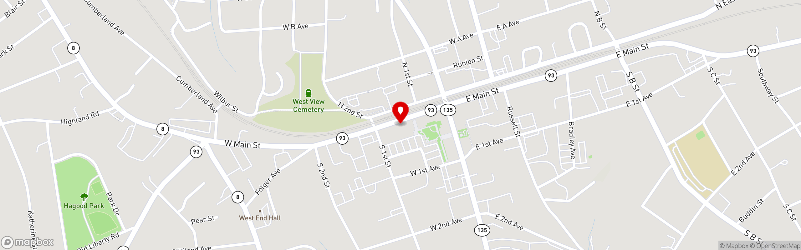 Street map pinning Shuckin' Shack - Easley in Easley, SC