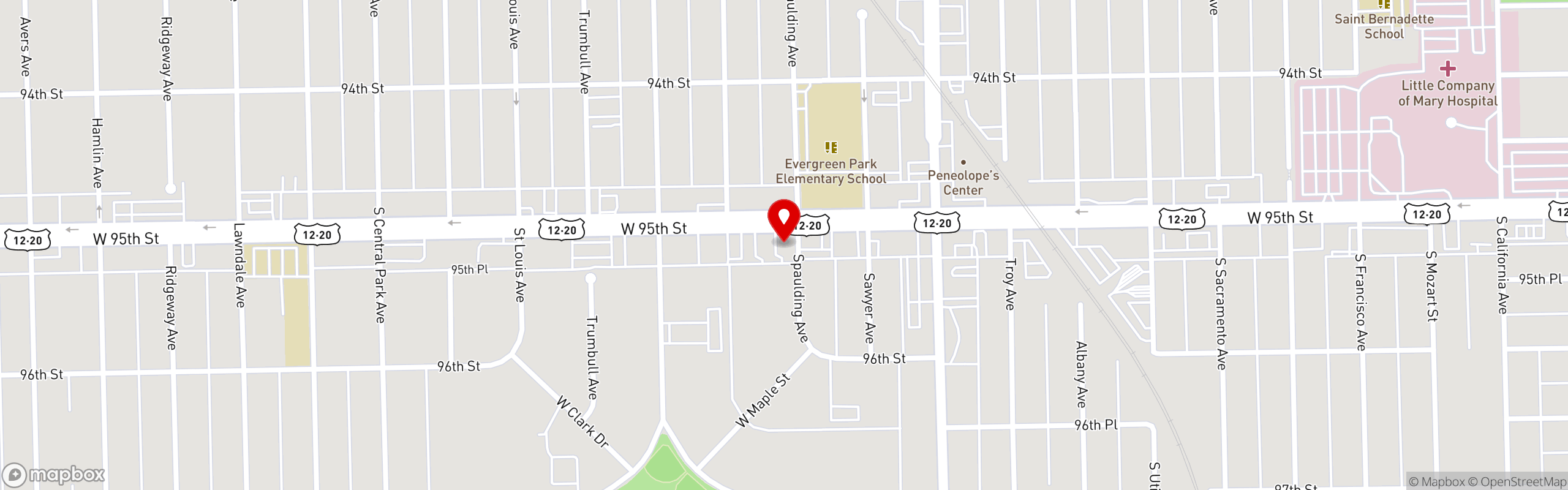 Street map pinning Pappys in Pappys