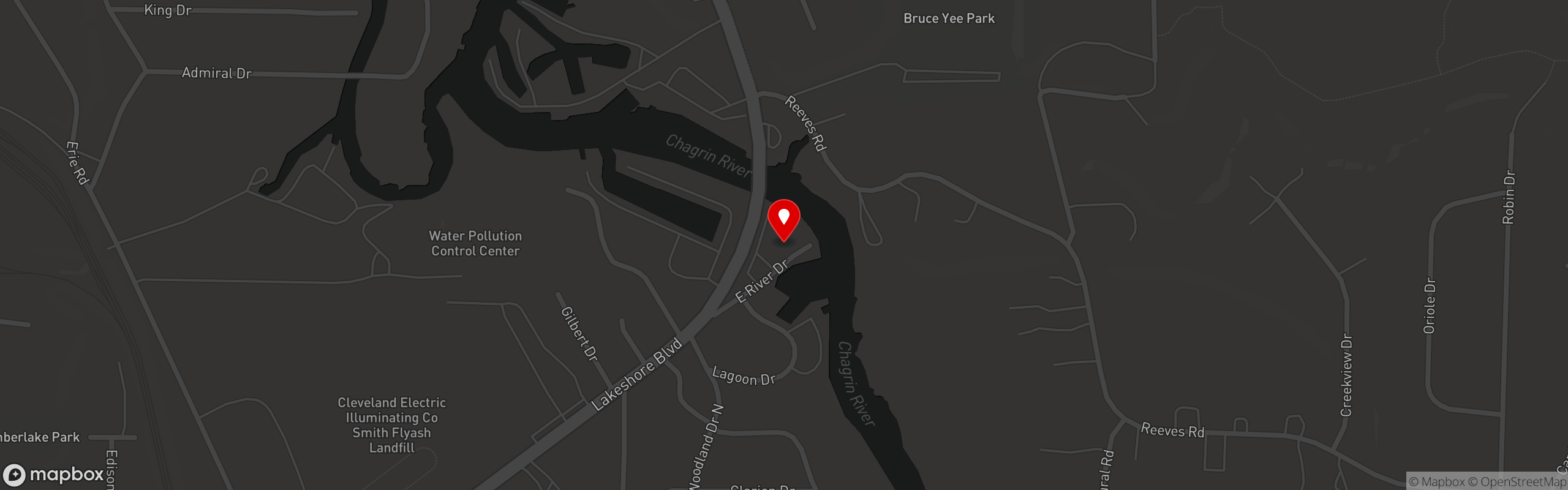 Street map pinning Trader Jack's Riverside Grille in Eastlake, OH