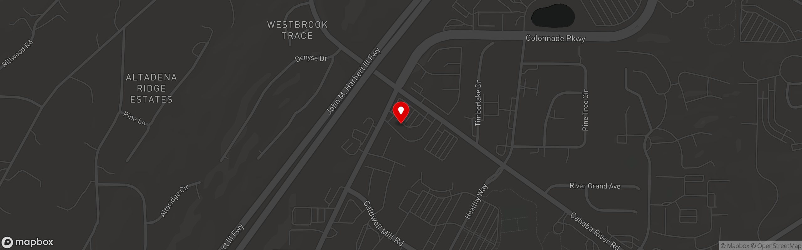 Street map pinning Nori Thai and Sushi in Birmingham, AL