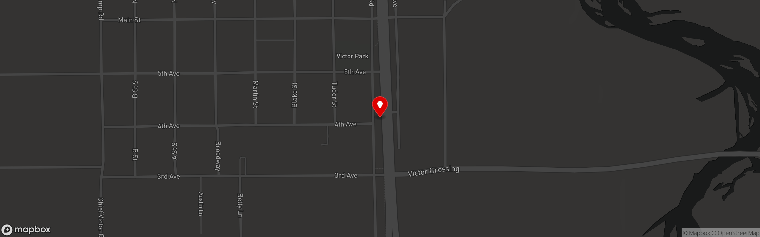 Street map pinning Cowboy Troy's in Victor