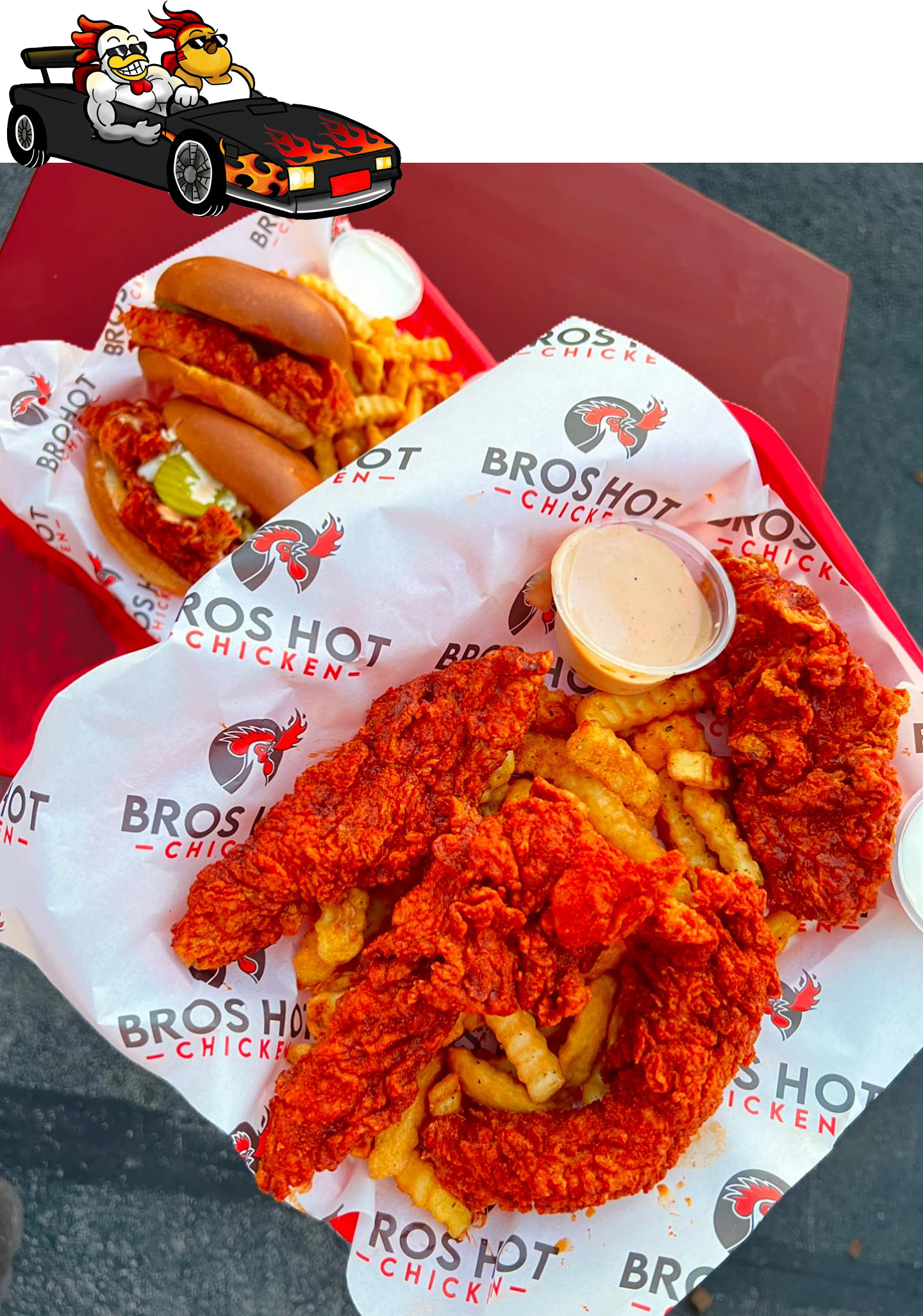 Bro's #3 Chicken Sandwich w/ a Jumbo Tendere & Fries - Bro's Hot