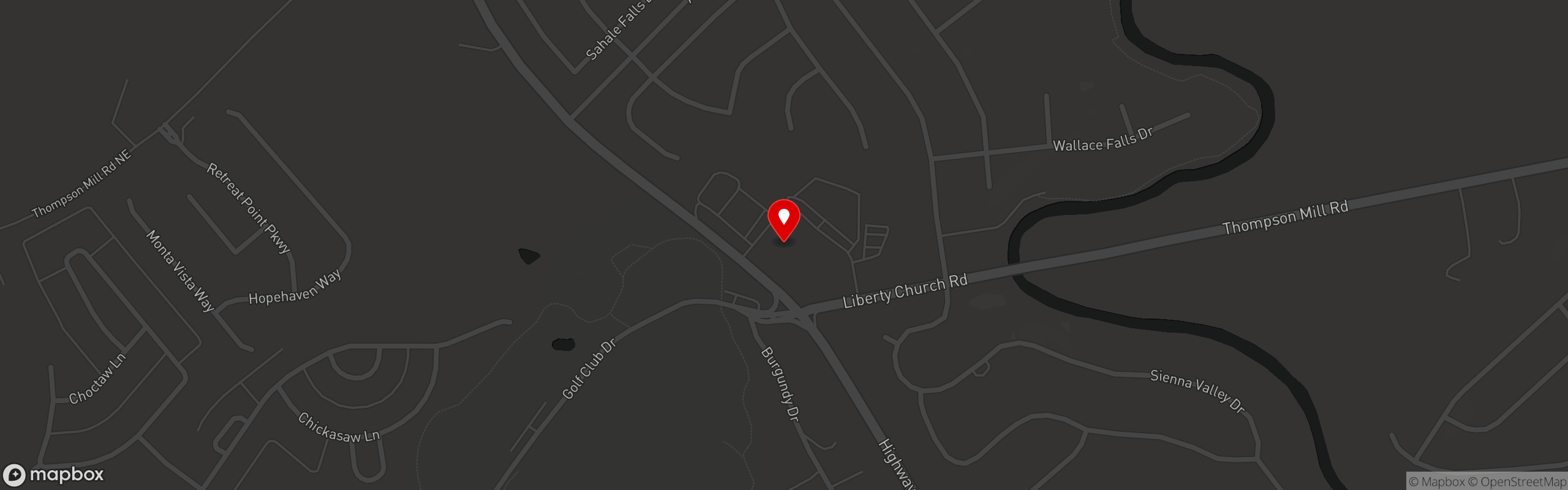 Street map pinning Tin Drum Asian Kitchen & Boba Tea Bar in Braselton