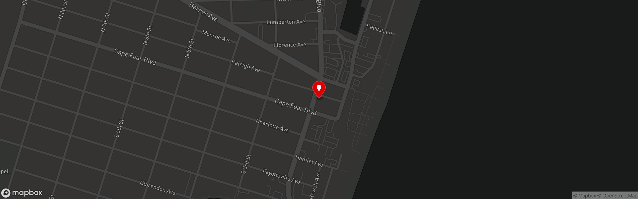 Street map pinning Shuckin' Shack - Carolina Beach in Carolina Beach