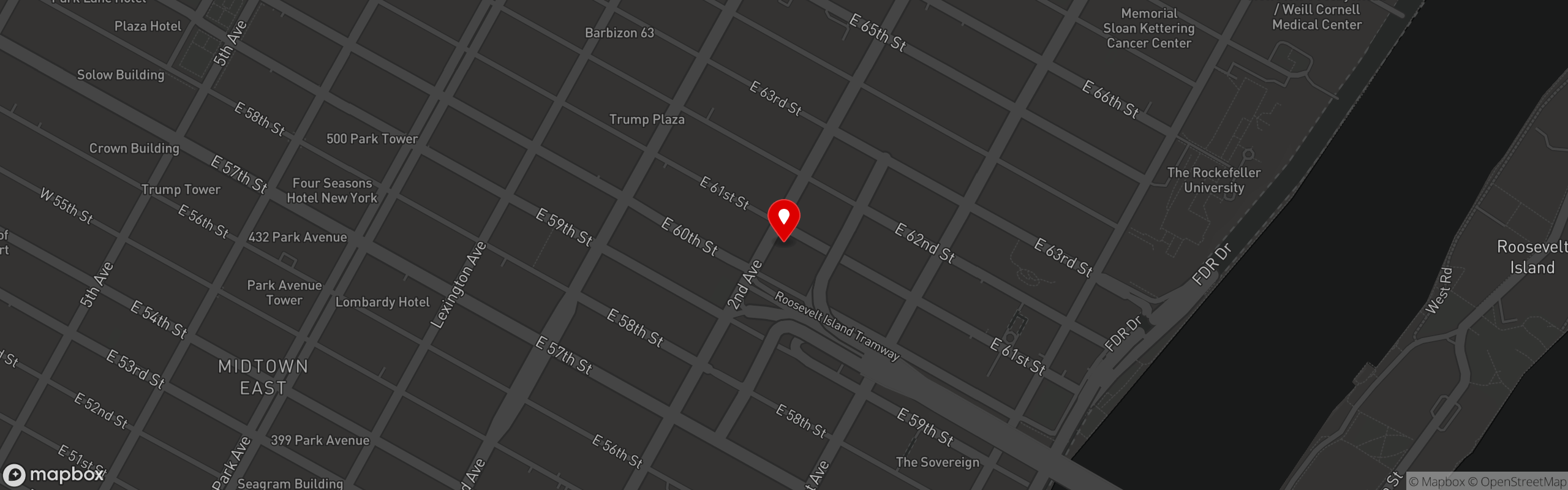 Street map pinning Kelly's Sports Bar in Upper East Side