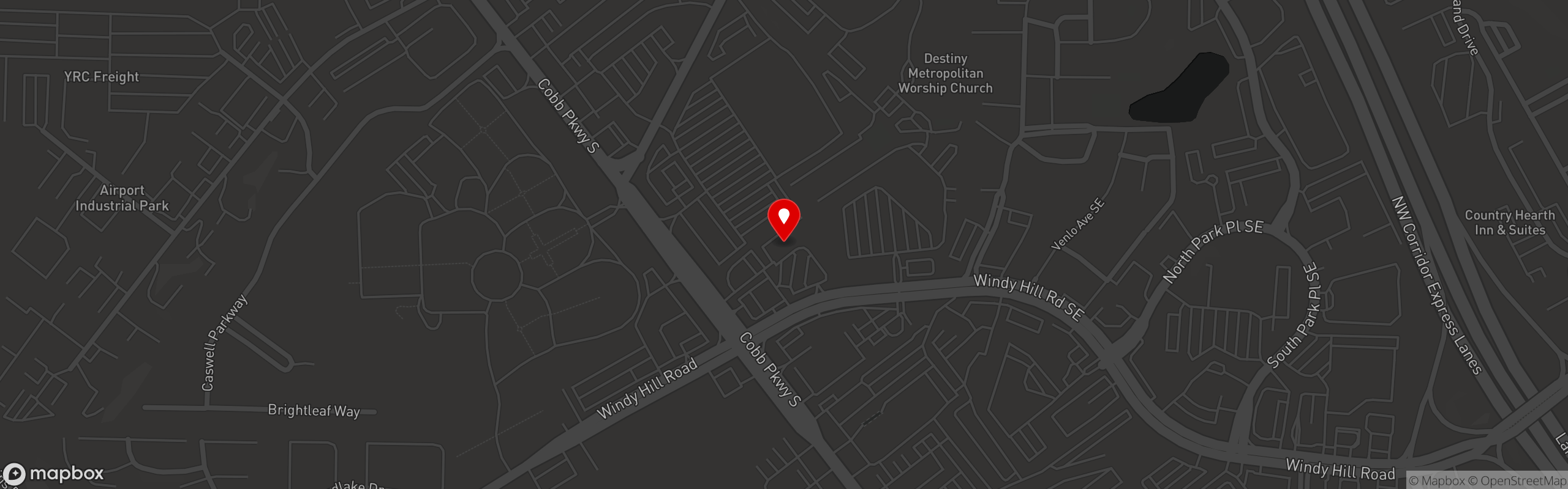 Street map pinning Revolving Sushi Factory in Marietta