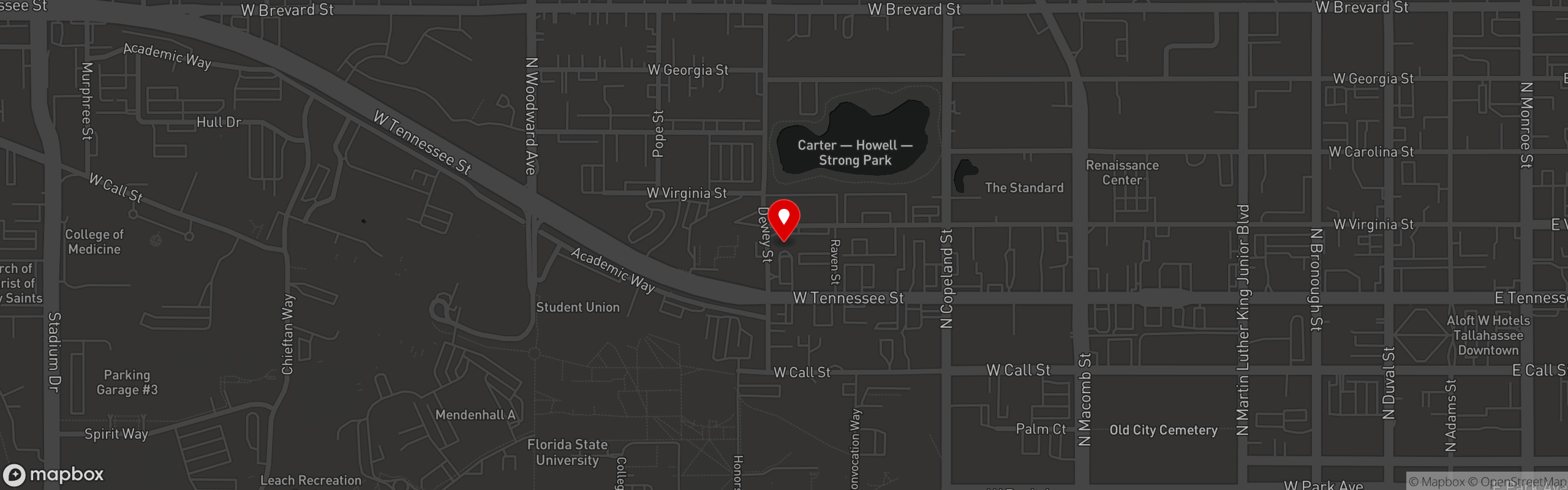 Street map pinning Munchies Pizza in Munchies Pizza