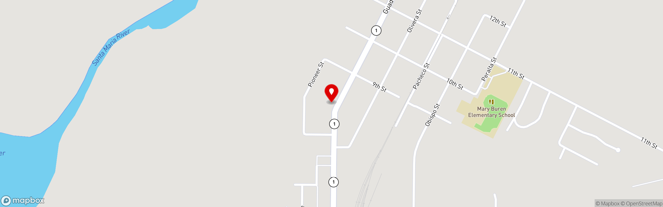 Street map pinning Charlie's King Falafel in King Falafel (Guadalupe)