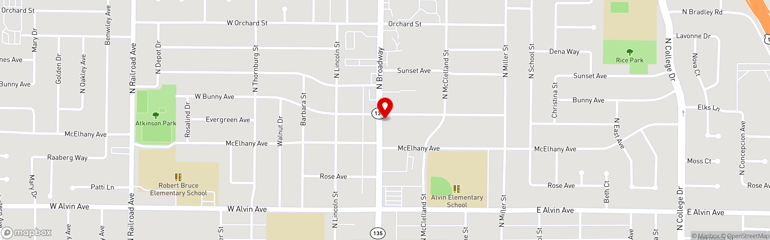 Street map pinning Charlie's King Falafel in King Falafel (Santa Maria)