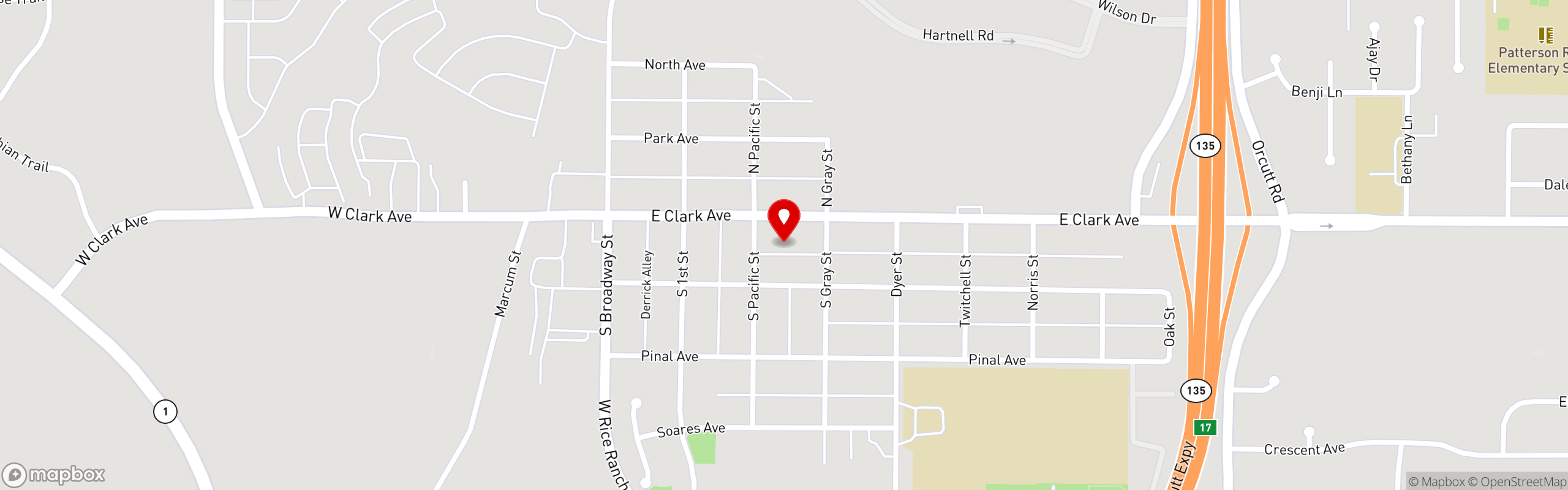 Street map pinning Charlie's King Falafel in Charlies King Falafel (Orcutt)