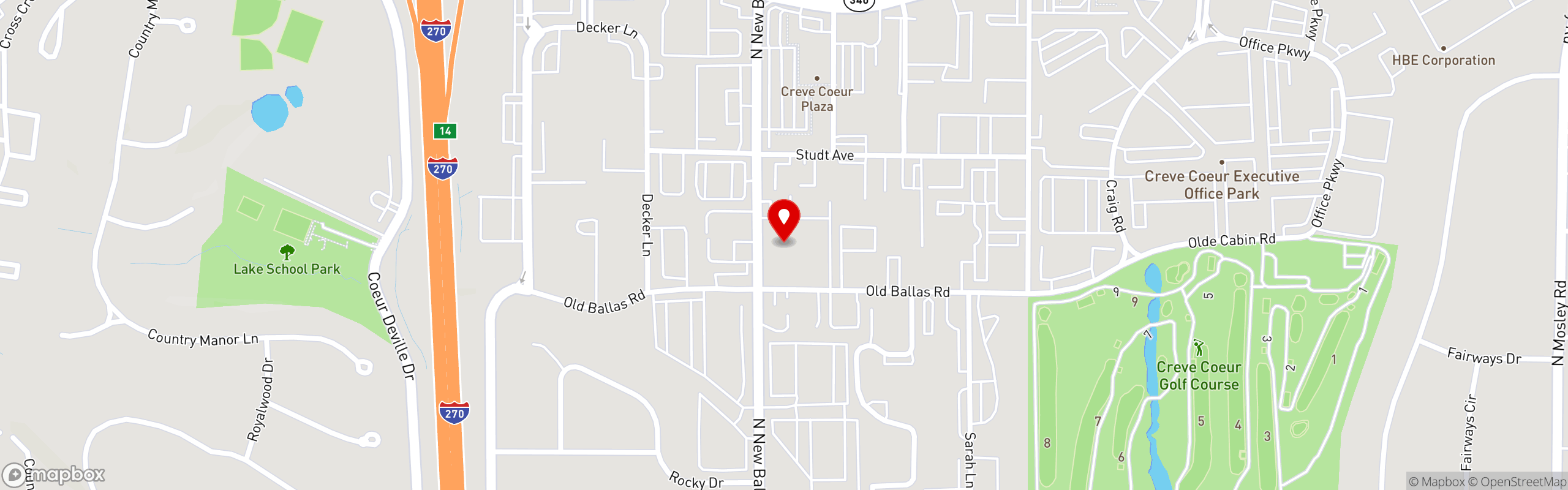 Street map pinning Oats & Honey Cafe in Oats & Honey Cafe - Creve Coeur