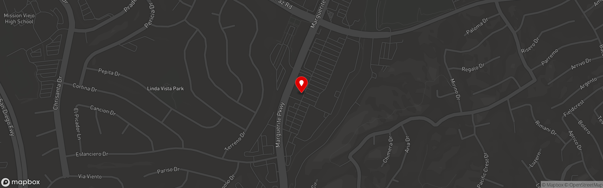 Street map pinning Delizie Ristorante in Delizie Ristorante - Mission Viejo