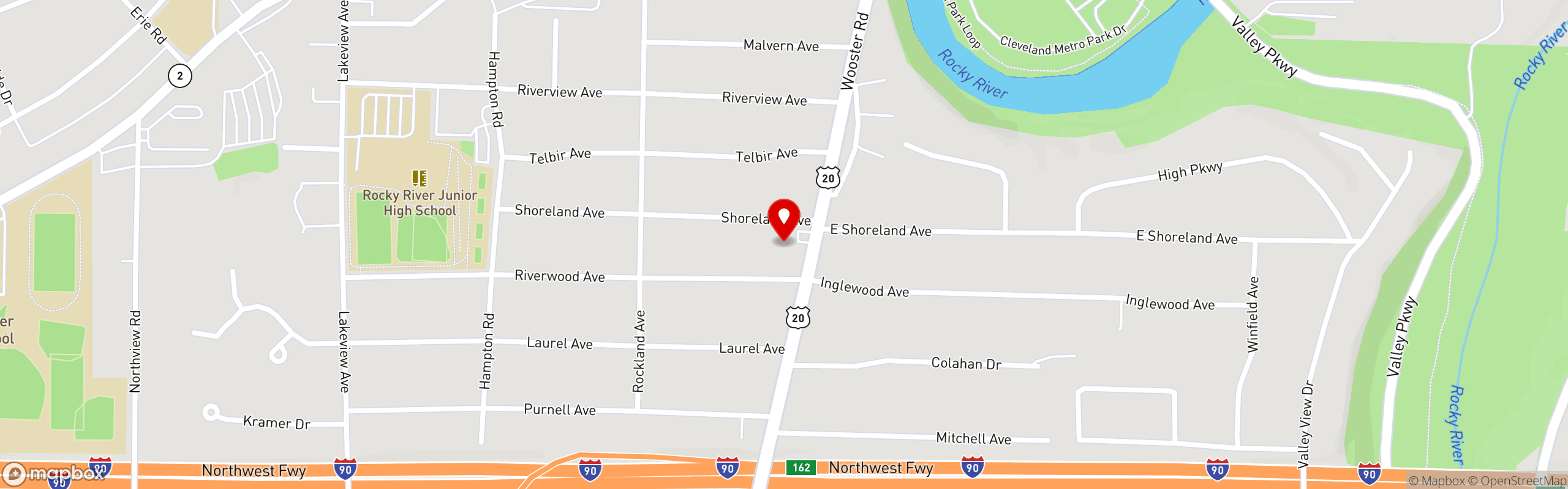 Street map pinning Pelicano's Pizza in Pelicano's Pizza