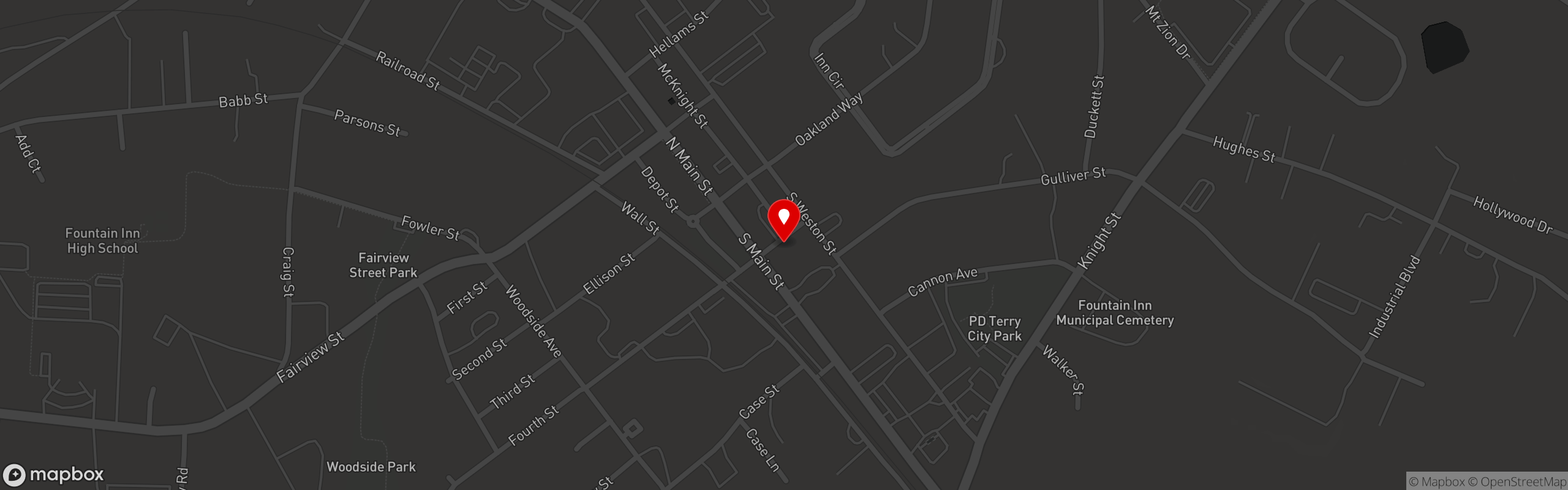 Street map pinning Voodoo Brewing Company - Fountain Inn, SC in Voodoo Brewing Co.