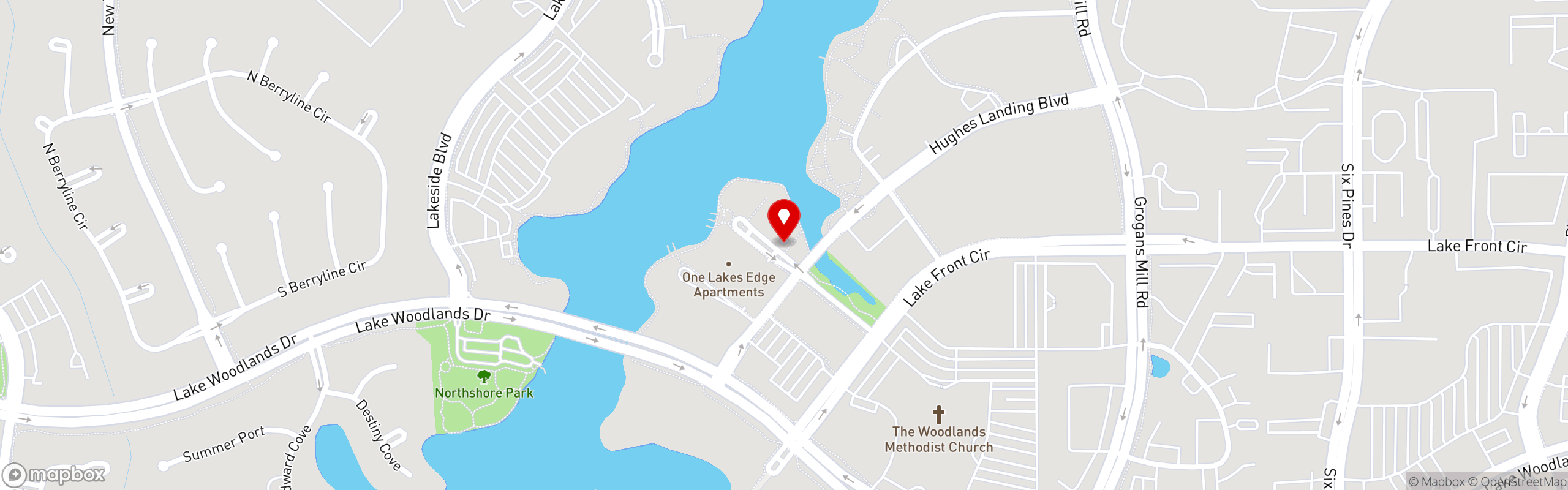 Street map pinning State Fare Kitchen & Bar in The Woodlands