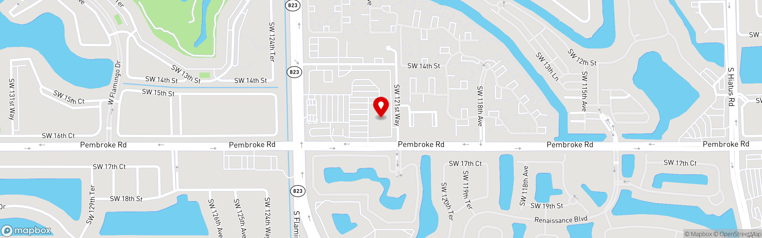 Street map pinning Naturissimo in Pembroke Pines