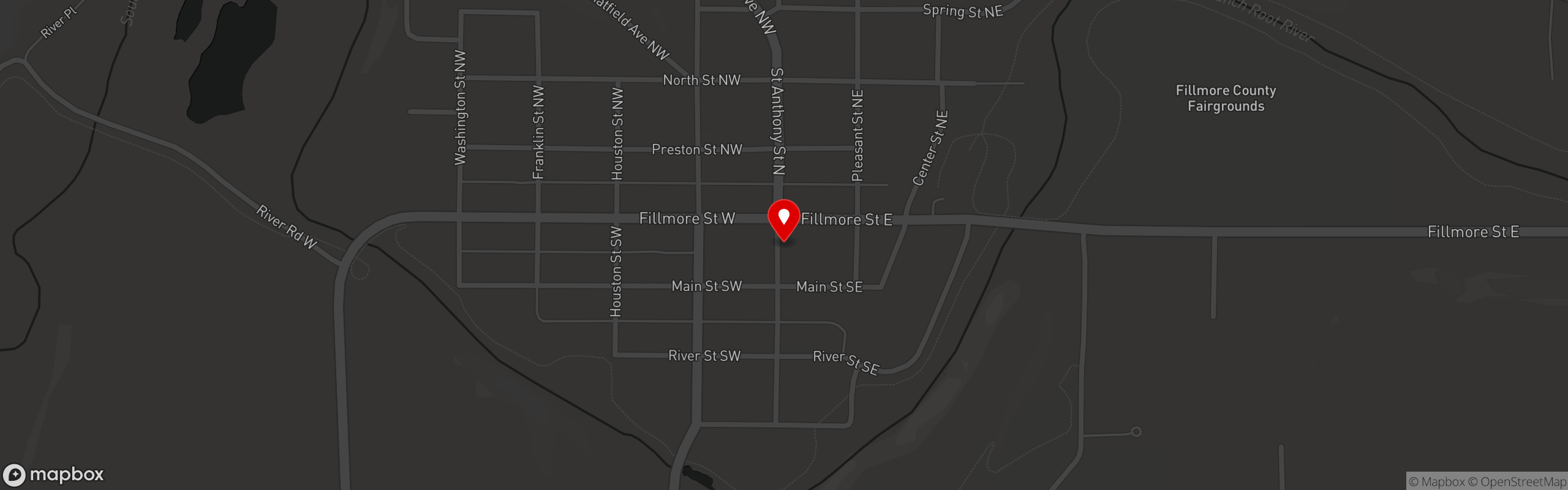 Street map pinning The Sweet Stop & Sandwich Shoppe in Preston, MN