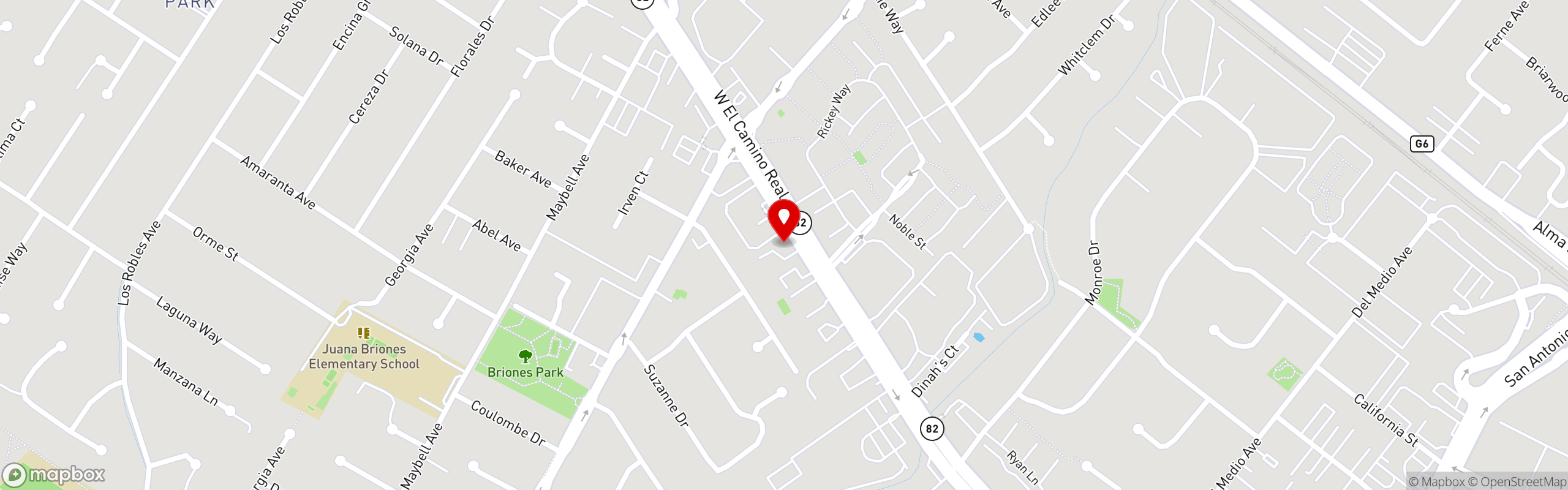 Street map pinning Hobee's Restaurant in Palo Alto
