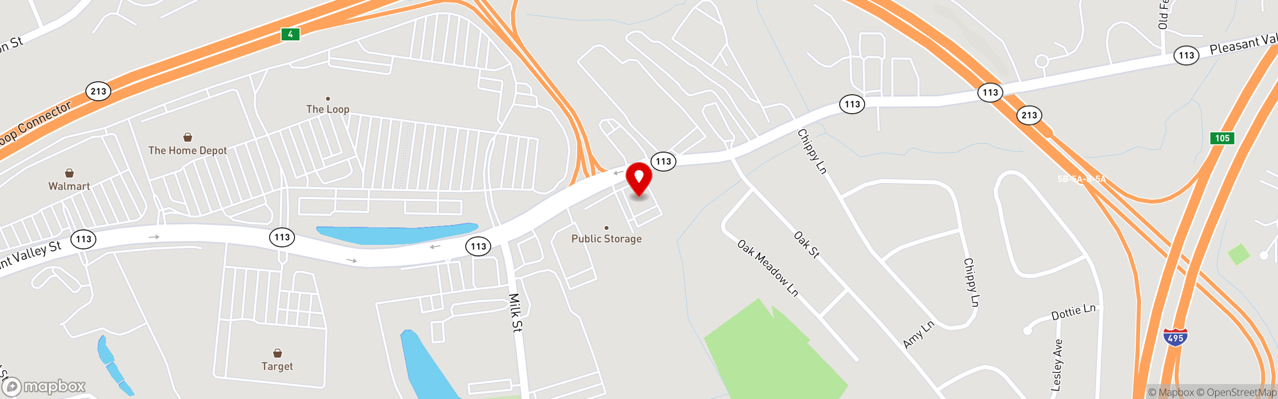 Street map pinning The Miller's Tavern in Methuen, MA