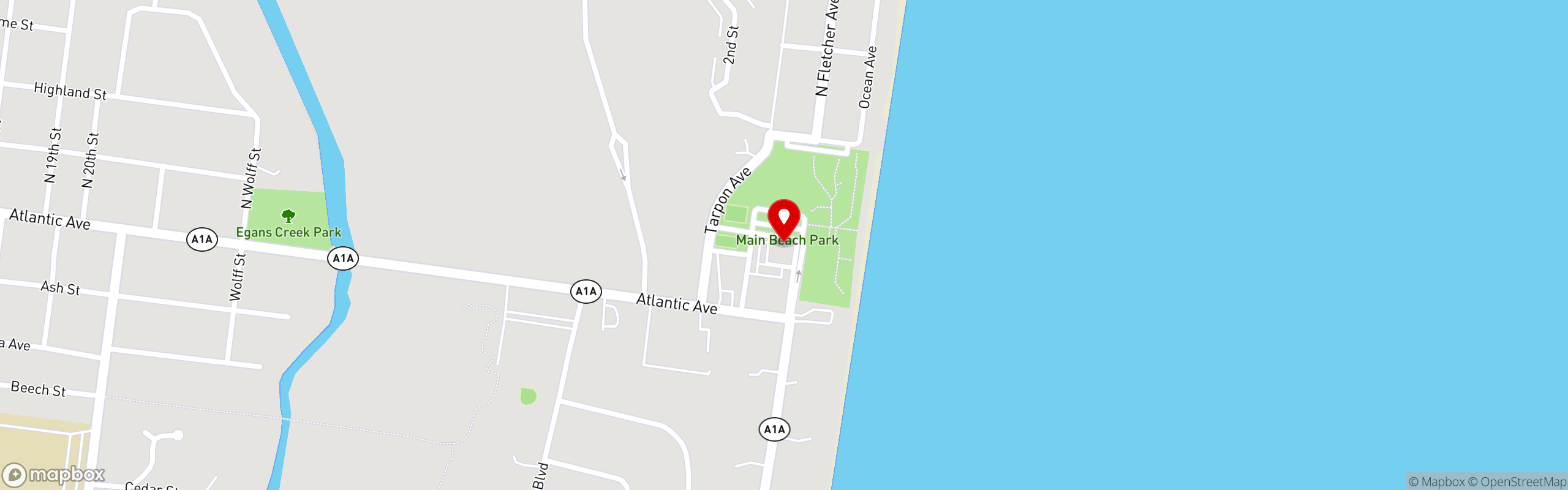 Street map pinning Salt Life Food Shack in Fernandina Beach