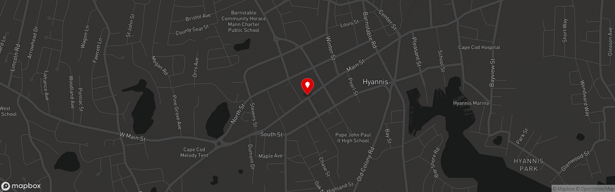 Street map pinning Colombo's Cafe & Pastries in Colombo's Cafe & Pastries Hyannis