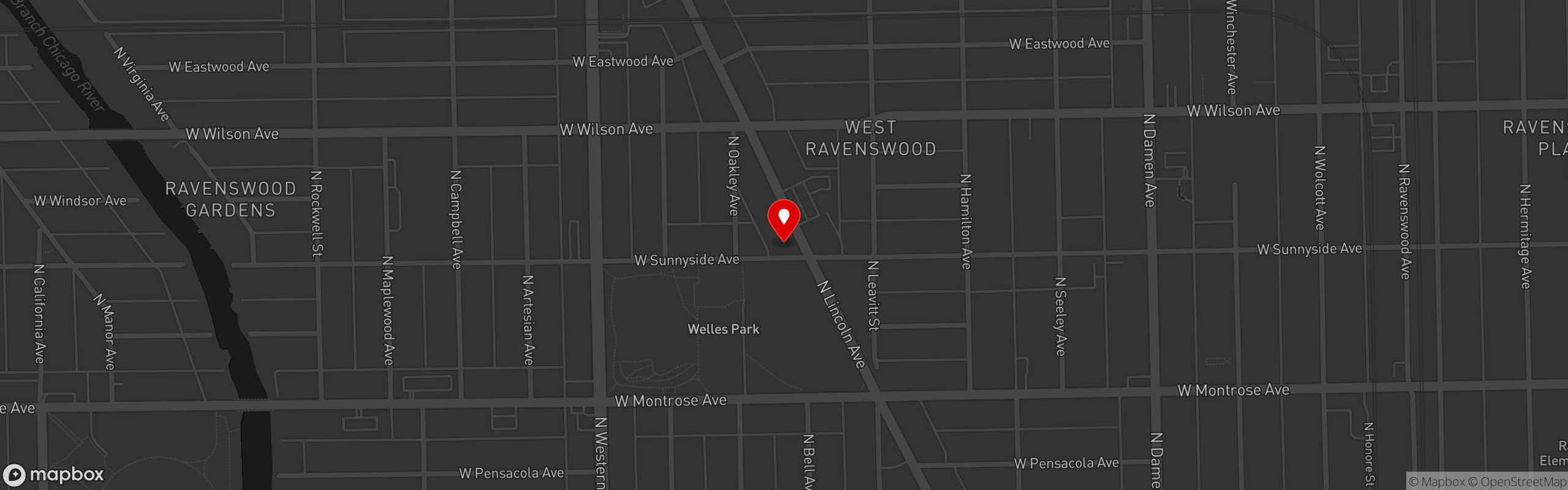Street map pinning Gideon Welles in Chicago