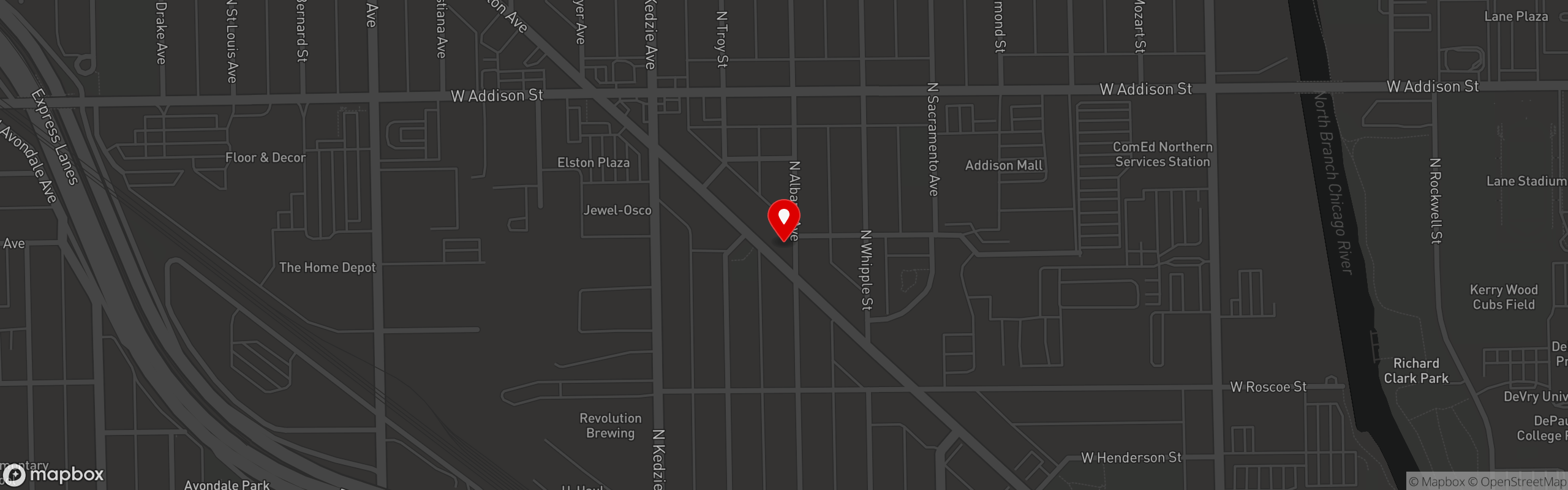 Street map pinning Chief O'Neill's in Chief O'Neill's