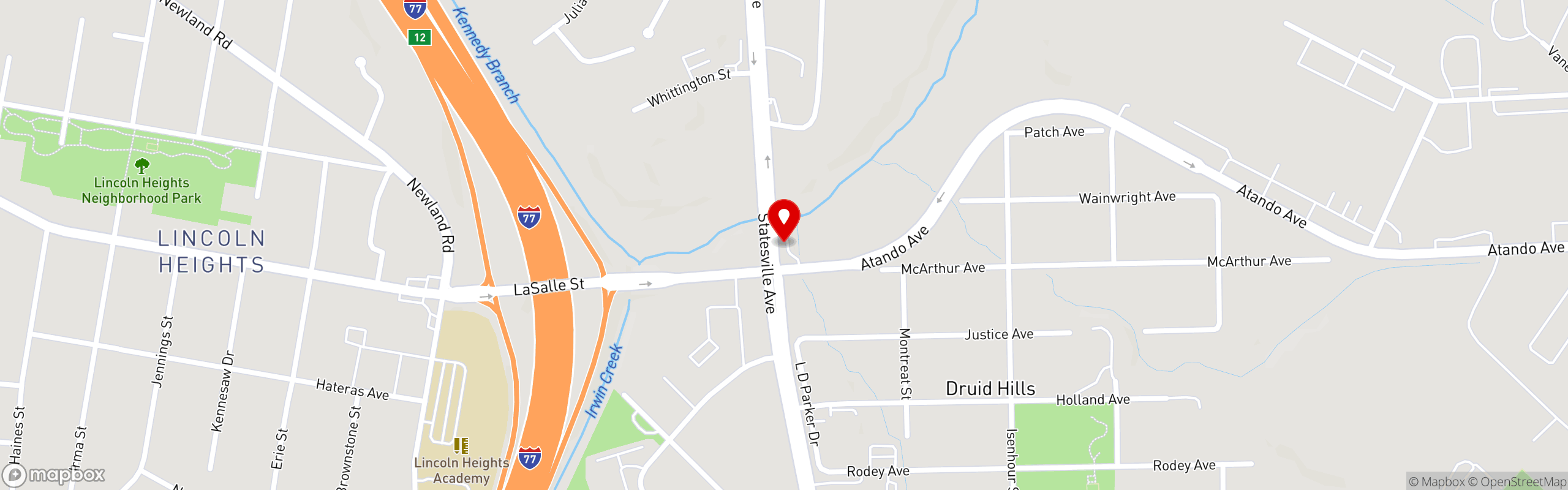 Street map pinning Mr. Charles Chicken & Fish in Statesville Ave.