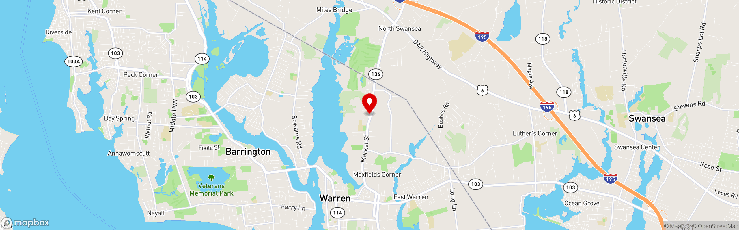 Street map pinning Palmer River Grille in Palmer River Grille