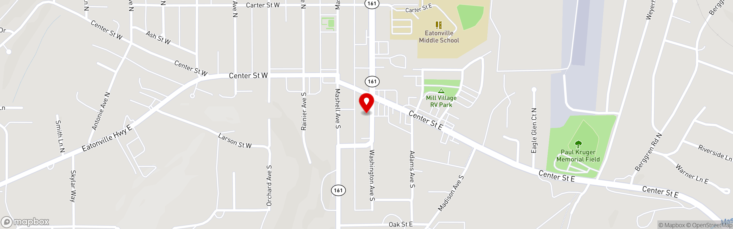 Street map pinning Cruiser Cafe in Eatonville