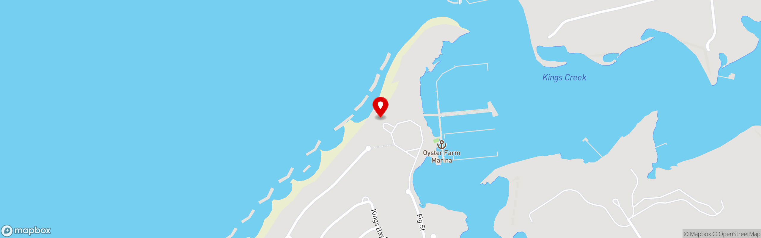 Street map pinning Oyster Farm Seafood Eatery in Oyster Farm Seafood Eatery