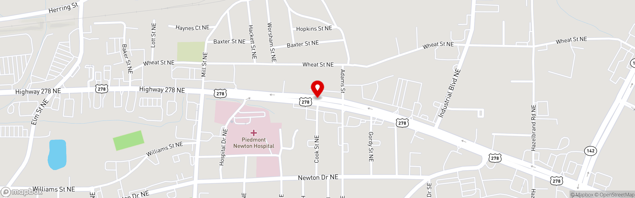Street map pinning The Butcher Block Deli in Covington, GA