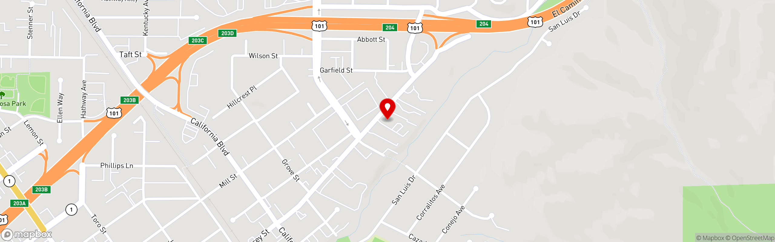 Street map pinning 1865 Slo in San Luis Obispo, CA