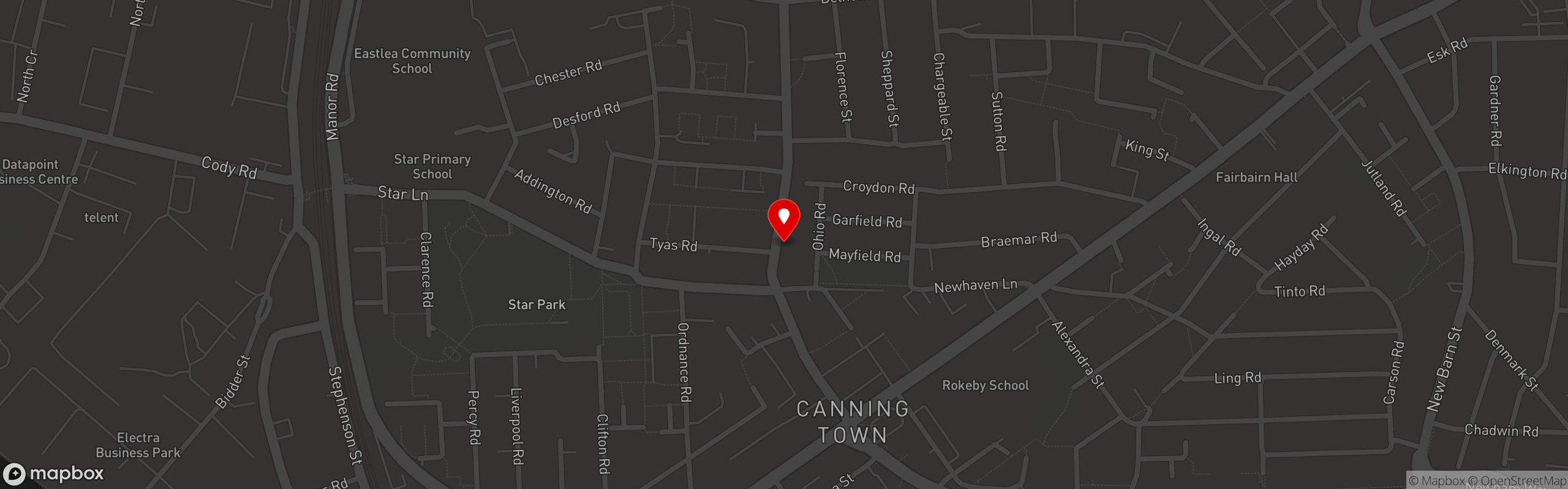 Street map pinning Canaan in London