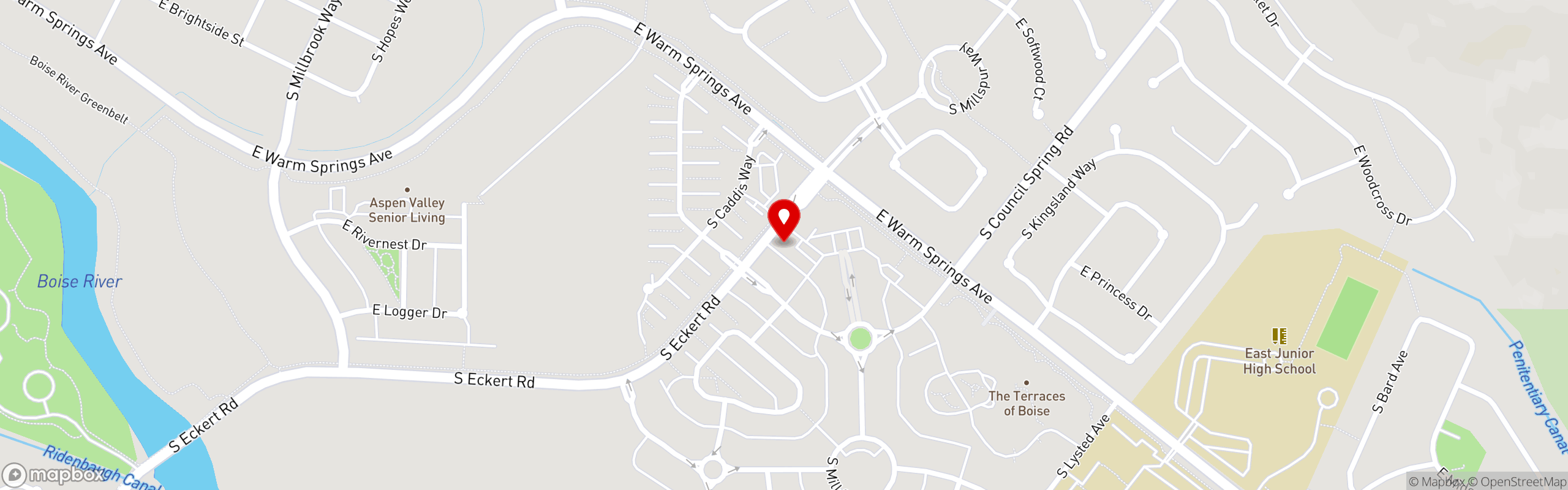 Street map pinning Sushi Shack in Sushi Shack Harris Ranch