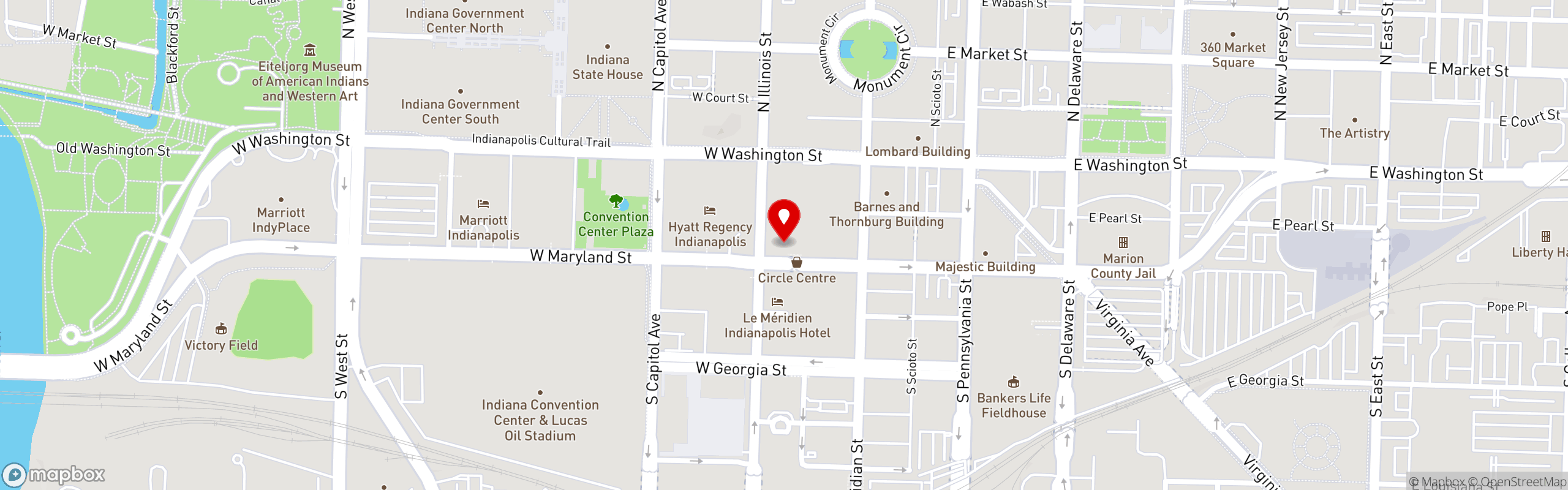 Street map pinning Sugar Factory - Rizzo Group in Indianapolis